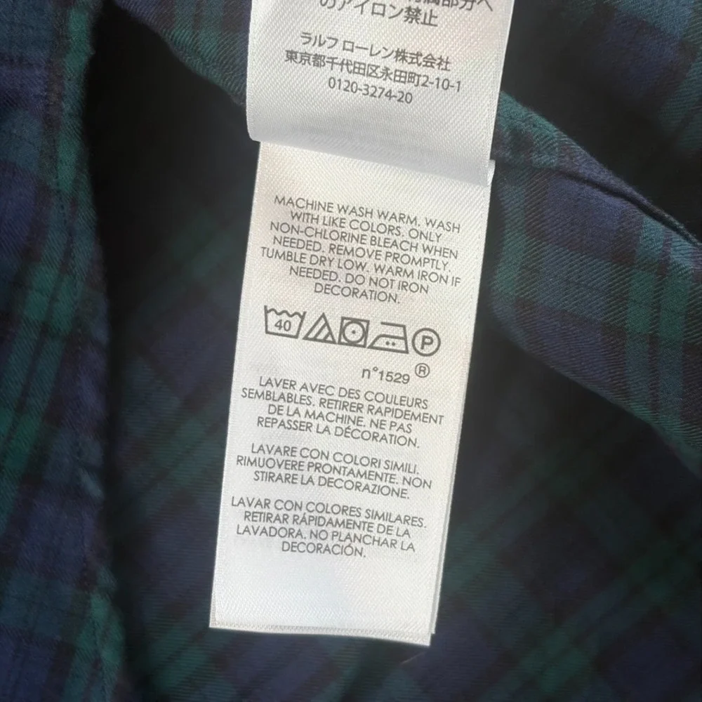 Polo Ralph Lauren Slim Fit Shirt in Green Navy Tartan Plain Men XL Pony NWT $138
